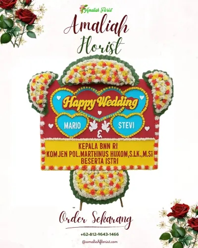 Karangan Papan Bunga Pernikahan di Tembongwah